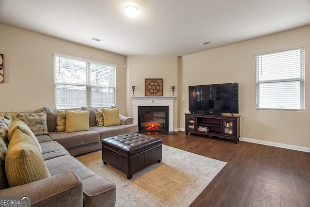 living room featuring hardwood / wood-style flooring