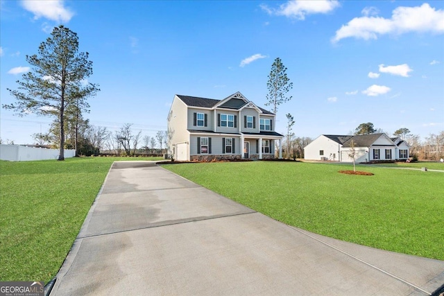 view of front of home featuring a front lawn