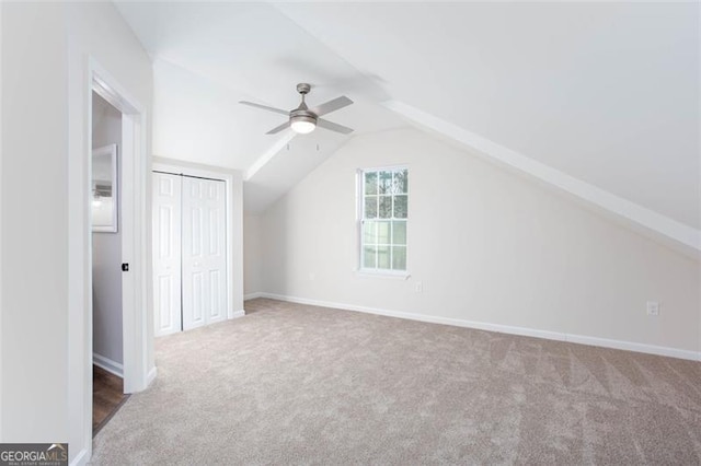 4100 Chanticleer Dr, Kennesaw, GA 30152 - additional living space featuring carpet floors, a ceiling fan, vaulted ceiling, and baseboards