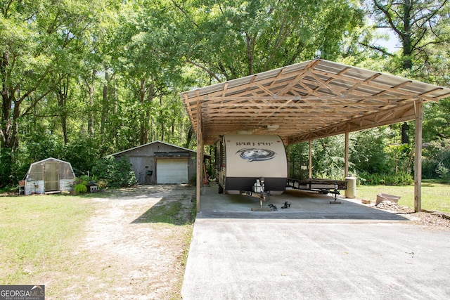 exterior space with a storage unit