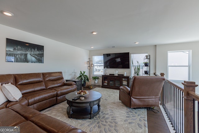 living room with hardwood / wood-style floors