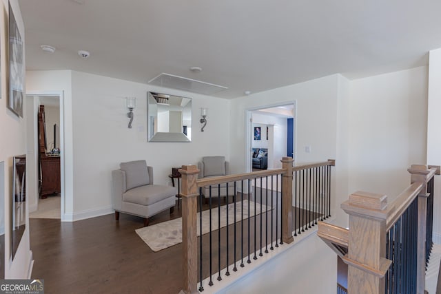 hall with dark hardwood / wood-style floors