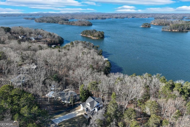 bird's eye view featuring a water view