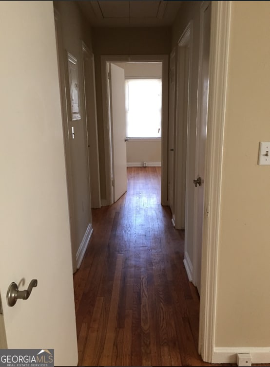 hall featuring dark hardwood / wood-style flooring