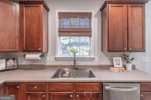 kitchen featuring stainless steel dishwasher and sink