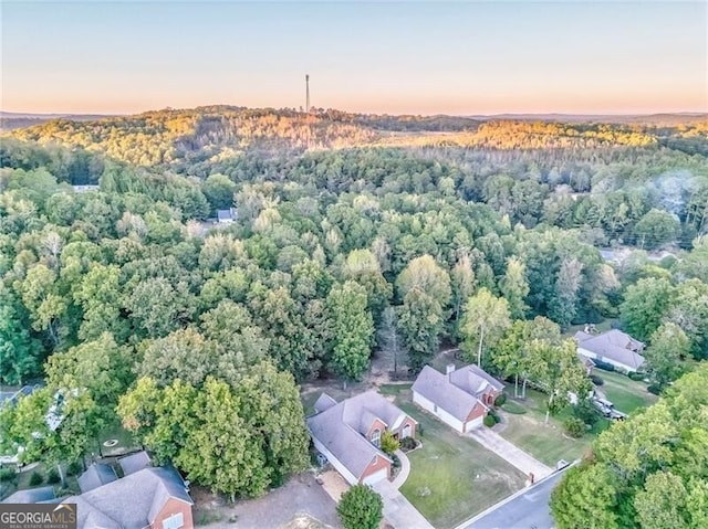 view of aerial view at dusk