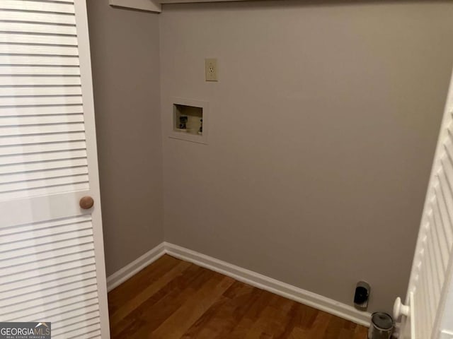 laundry room with washer hookup, hookup for an electric dryer, and wood-type flooring