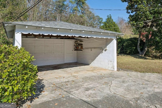 view of garage