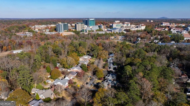 bird's eye view featuring a view of city and a view of trees