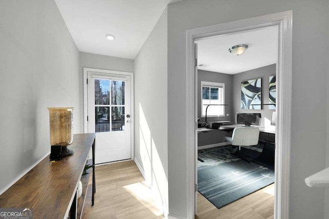 entryway featuring light hardwood / wood-style floors