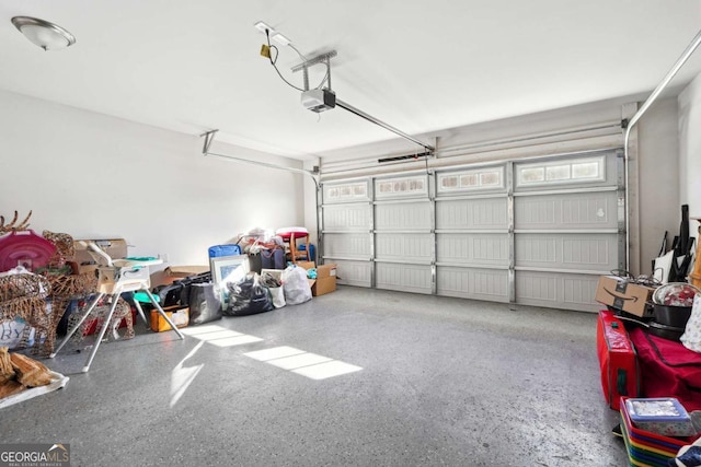 garage with a garage door opener