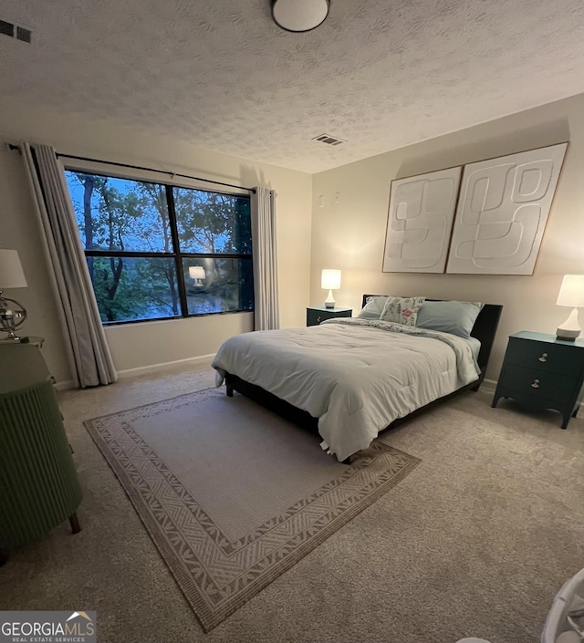 148 N Stewart Ln, Griffin, GA 30224 - bedroom featuring baseboards, visible vents, a textured ceiling, and carpet flooring