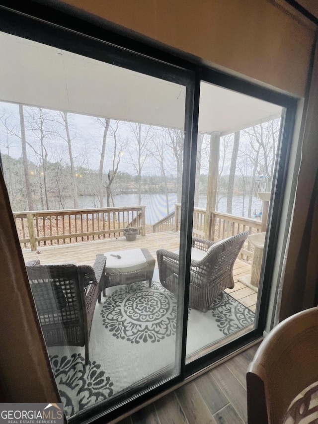 148 N Stewart Ln, Griffin, GA 30224 - interior space with a water view, wood finished floors, and plenty of natural light