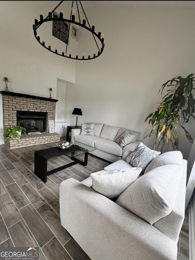 148 N Stewart Ln, Griffin, GA 30224 - living room featuring a fireplace and wood tiled floor