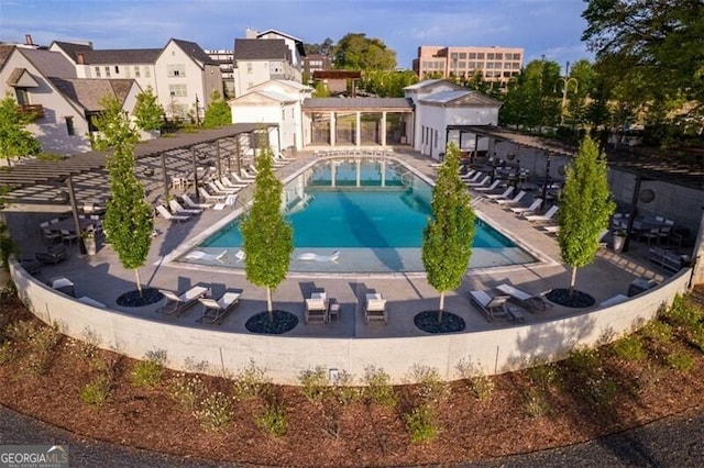 view of pool featuring a patio area