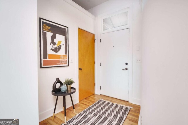 entrance foyer with light wood-type flooring