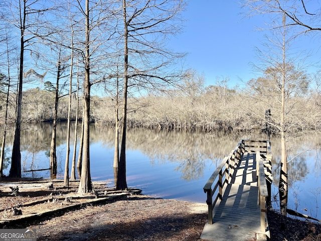 dock area featuring a water view