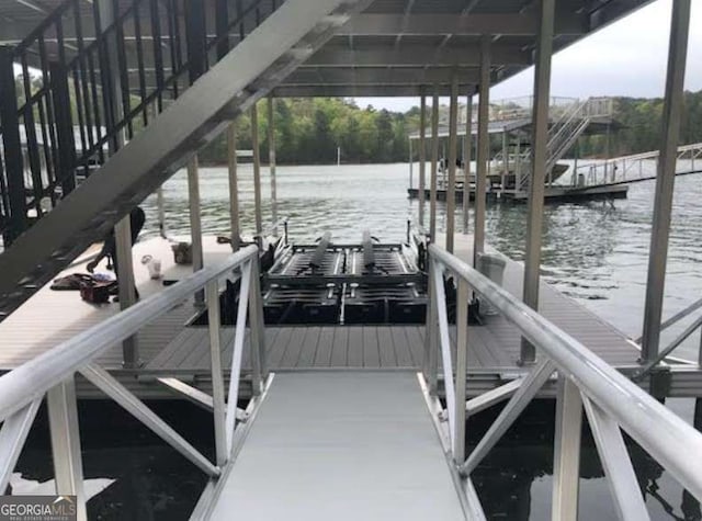 view of dock featuring a water view