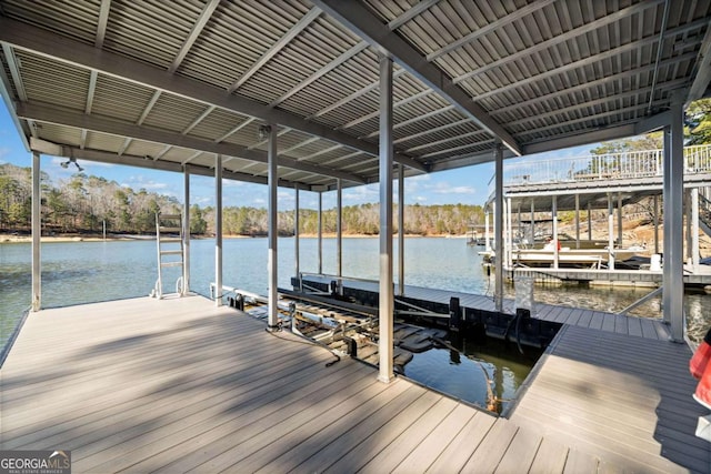 view of dock featuring a water view