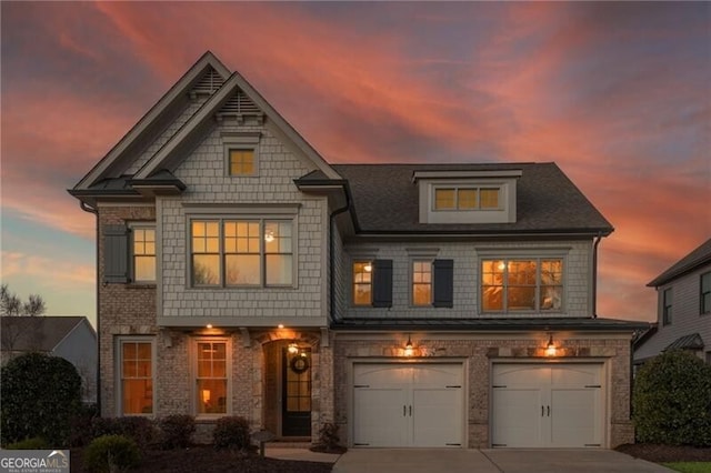 view of front of house with a garage