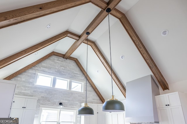 room details featuring beamed ceiling