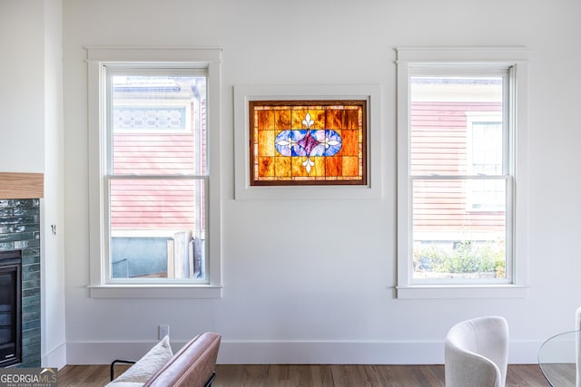 interior space with hardwood / wood-style floors