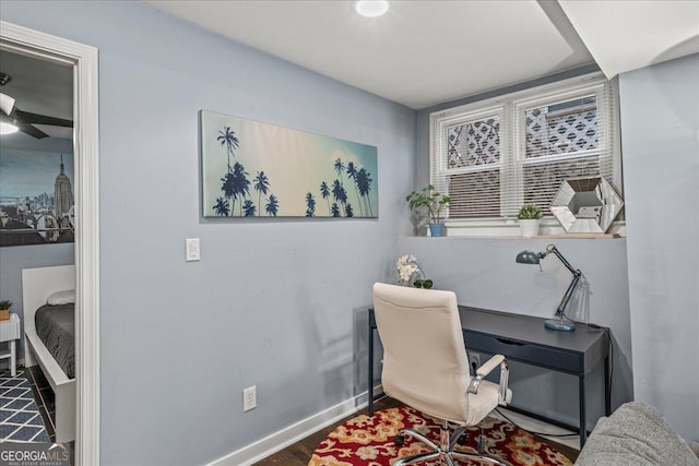 office area featuring hardwood / wood-style floors