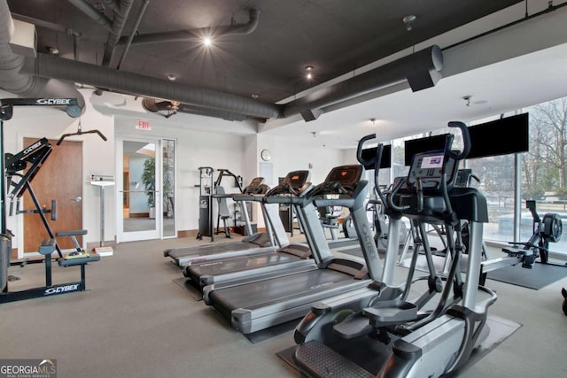 workout area with a wealth of natural light