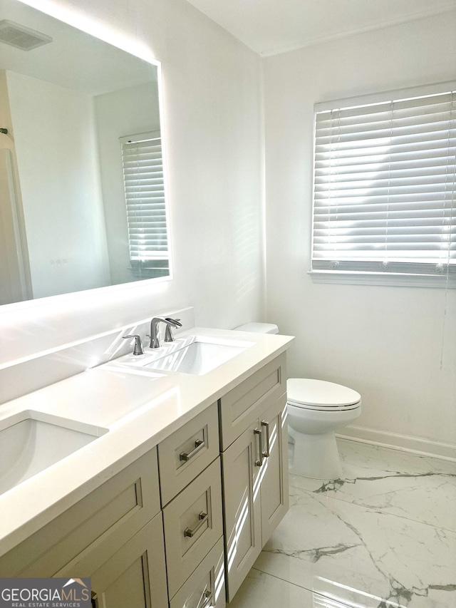 bathroom with toilet and vanity