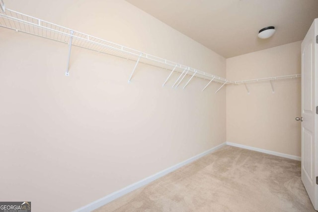 spacious closet with light colored carpet