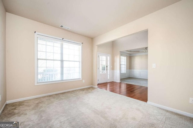 view of carpeted spare room