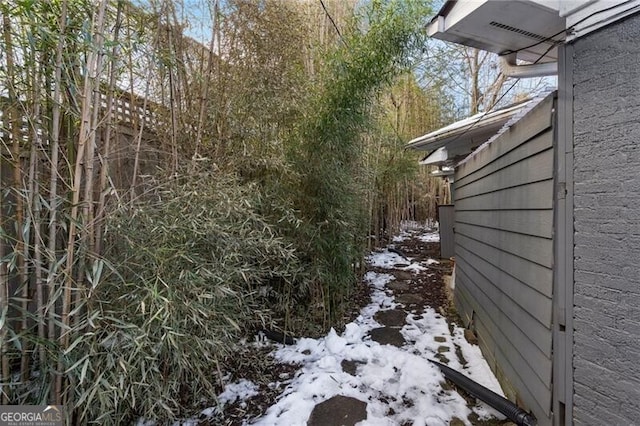 view of snow covered exterior