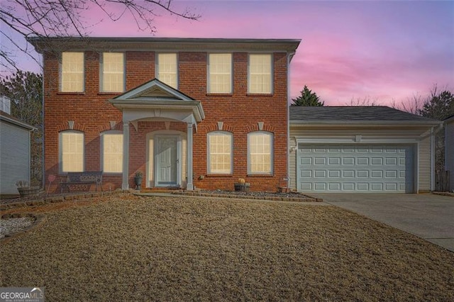 view of front of house with a garage