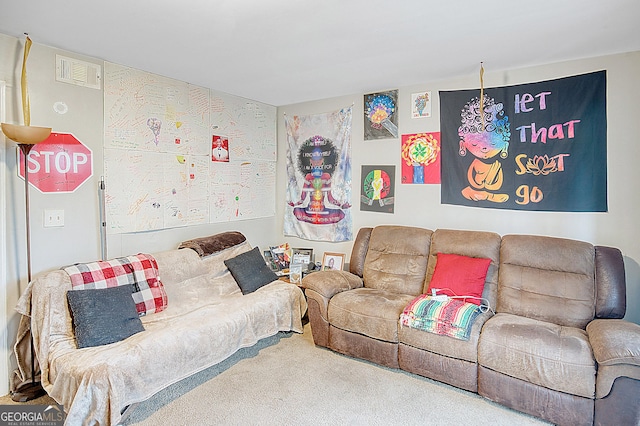 living room with carpet flooring