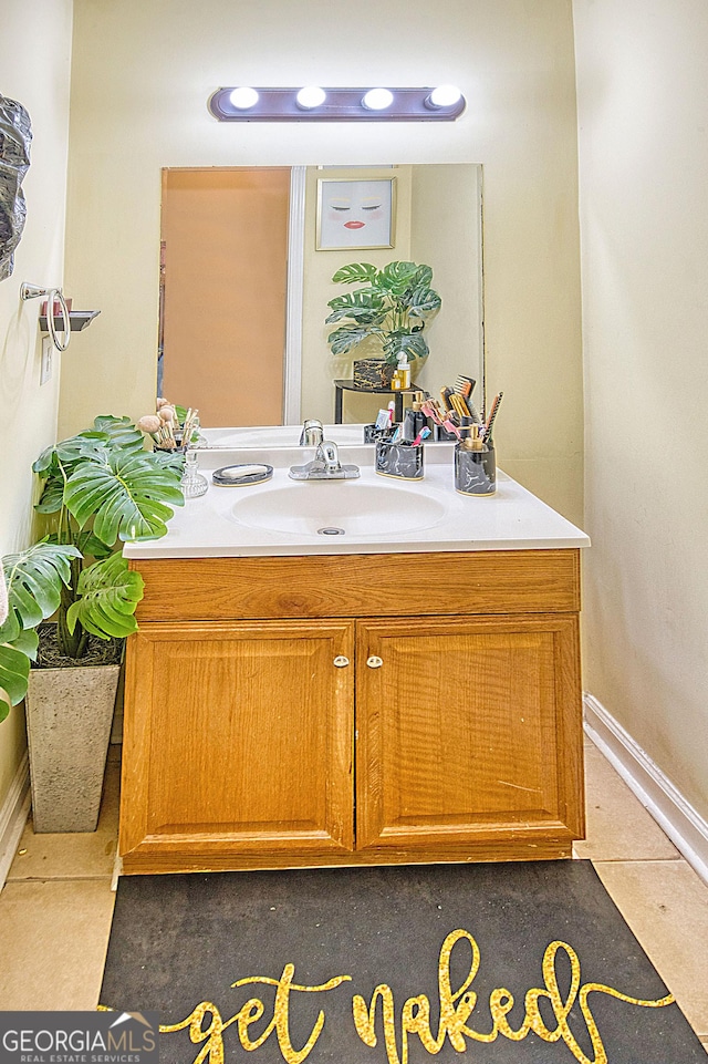 bathroom featuring vanity and tile patterned floors