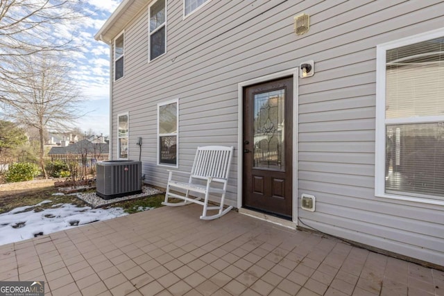 view of patio with central AC