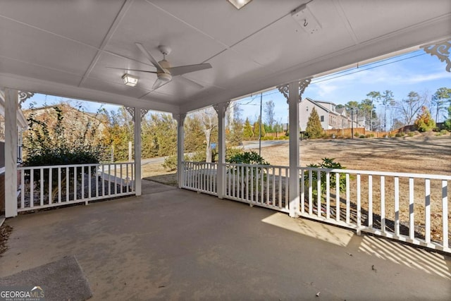 view of patio / terrace featuring a porch and ceiling fan