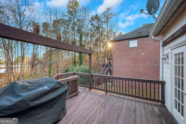 deck featuring grilling area