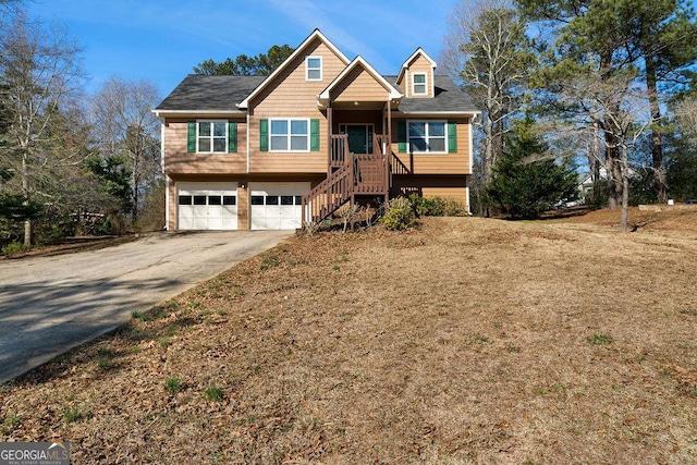 view of front of house with a garage