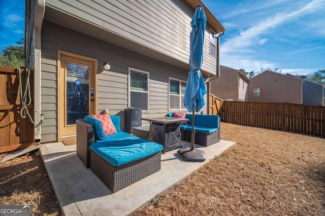 view of patio featuring outdoor lounge area