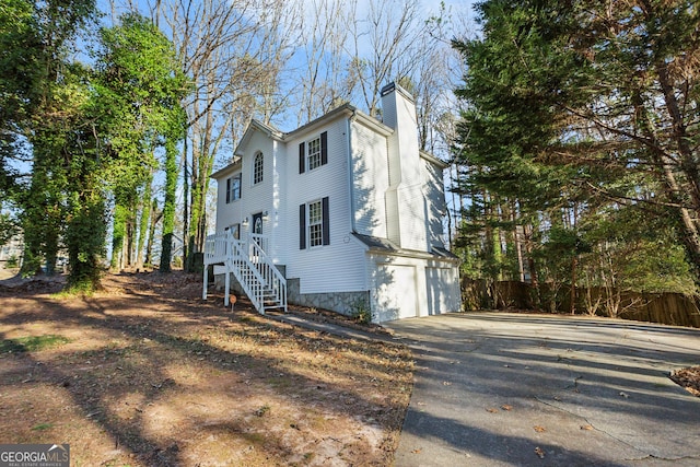 view of home's exterior with a garage