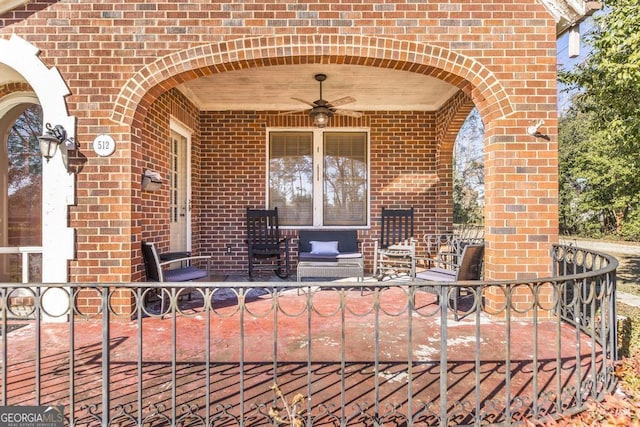 view of patio / terrace featuring ceiling fan