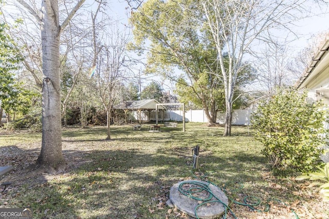 view of yard with a gazebo