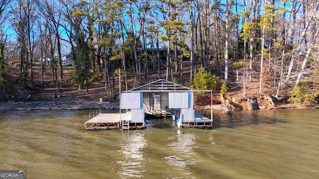 dock area featuring a water view