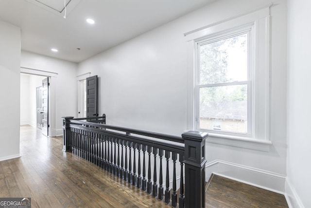 hall featuring dark hardwood / wood-style floors