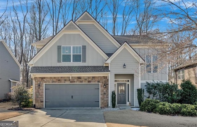 craftsman inspired home with a garage