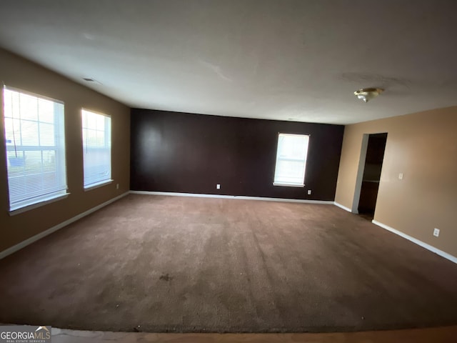 empty room featuring a wealth of natural light and carpet flooring