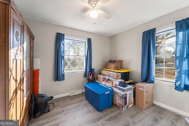 storage area with ceiling fan