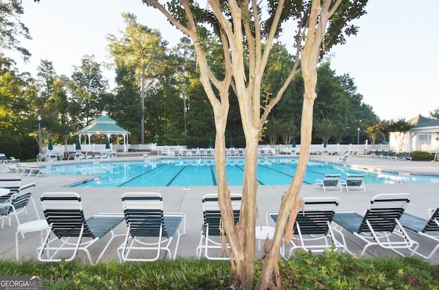 view of pool with a gazebo