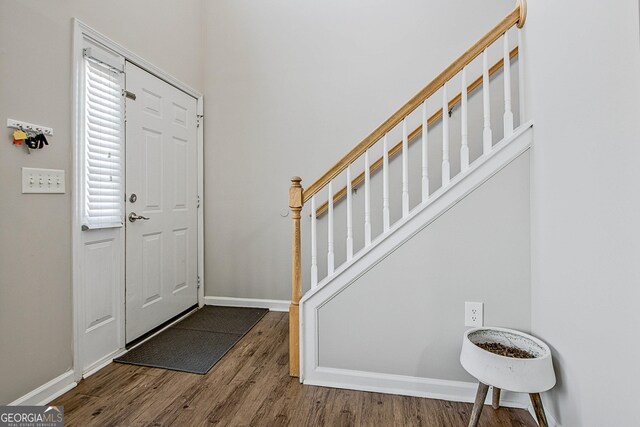 entrance foyer with wood-type flooring